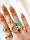 Star and Moon Open Ring-Celestial ring-gold ring-silver ring-cyndi-dai