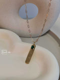 Initial Bar Necklace+Lucky Stone