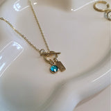 Birthstone and Initial Toggle Necklace