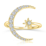 Star and Moon Open Ring-Celestial ring-gold ring-silver ring-cyndi-dai